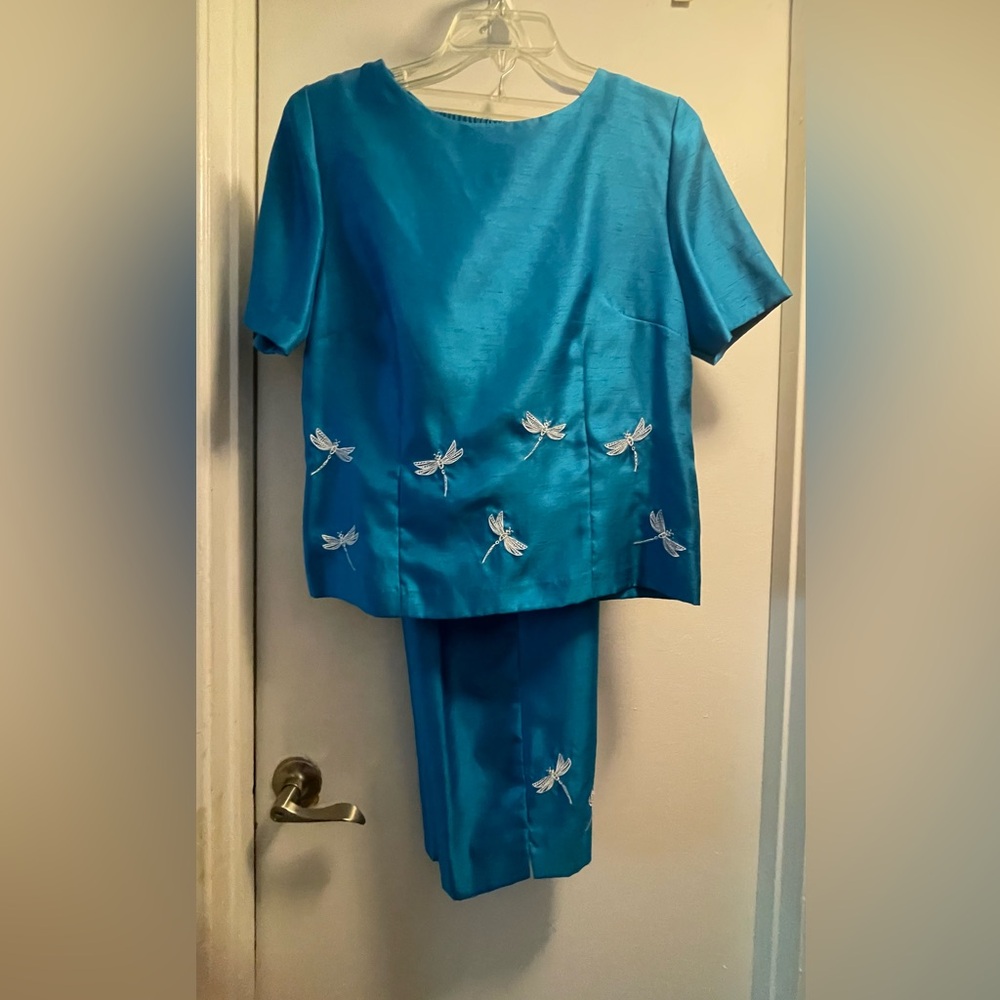 Pant Suit by Sag Harbor dragonfly embellishments